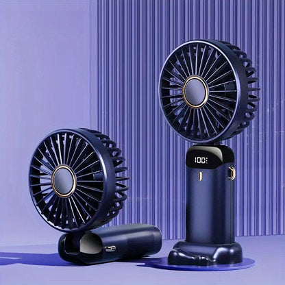 Planet Gates Portable Mini USB Fan LED Digital Display 5 Speeds 21hrs Battery Life Quiet Operation Ideal for Summer Travel and Household Use