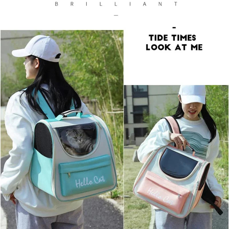 Katentrage Taschen Winddicht Outdoor Reise Rucksack für Katzen Kleine Hunde Transport Tragetasche Katzenrucksäcke mit Kissen | Brehn