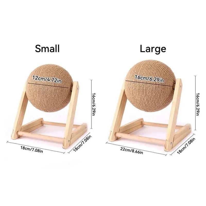 Kat Kratzbaum Ball Spielzeug Sisal und Holz Stabiler Dreieck Katzen Innen Stuff Robustes Kratzen Cool Kratzen auf Stand Drehen | Brehn