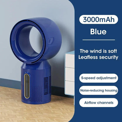 Desktop klingenloser elektrischer Ventilator Tischventilator 5 Geschwindigkeits Turmventilator für Baby Kühler Klimaanlage USB wiederaufladbarer Kühler Ventilator | Brehn