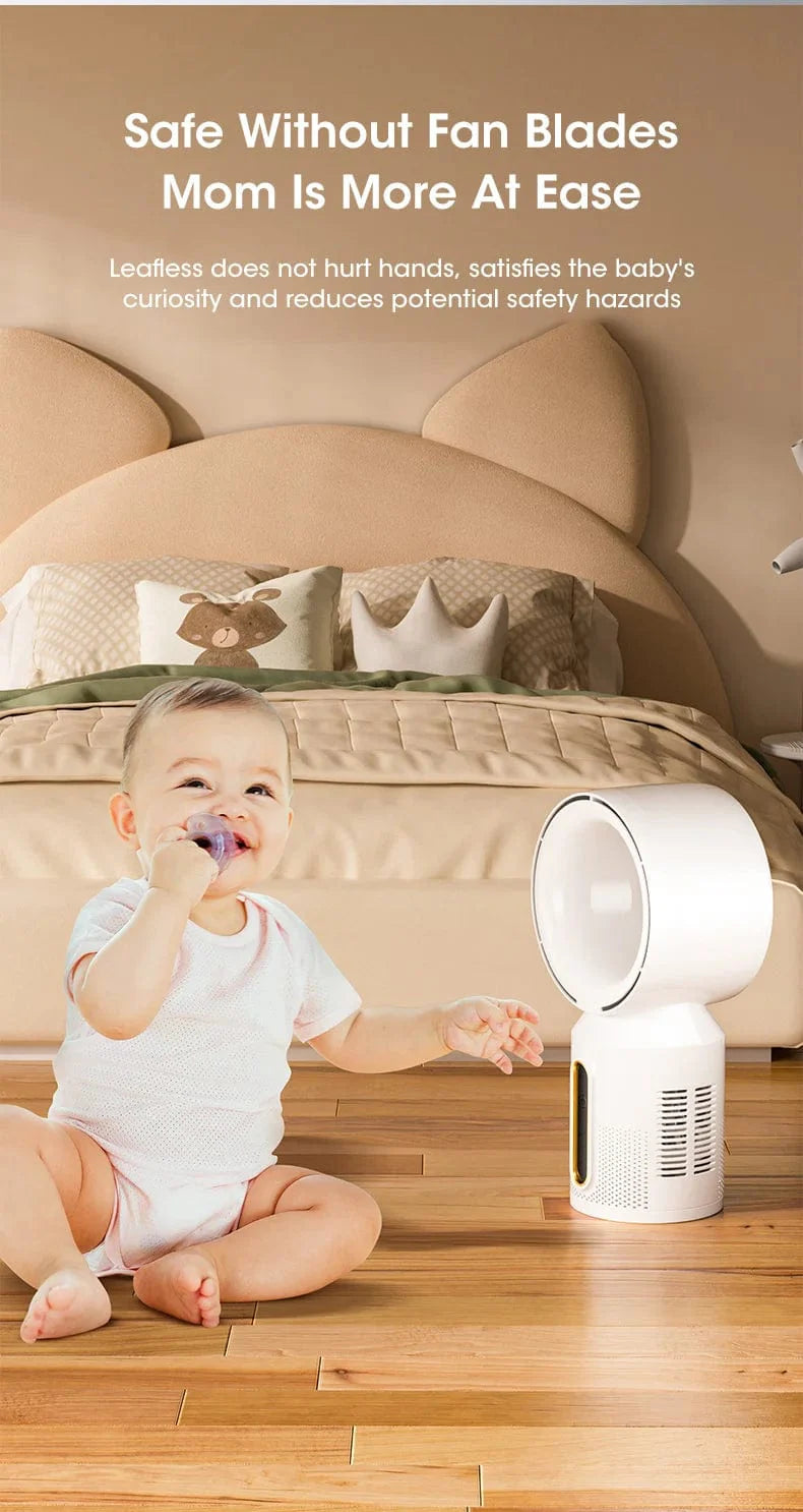 Desktop klingenloser elektrischer Ventilator Tischventilator 5 Geschwindigkeits Turmventilator für Baby Kühler Klimaanlage USB wiederaufladbarer Kühler Ventilator | Brehn