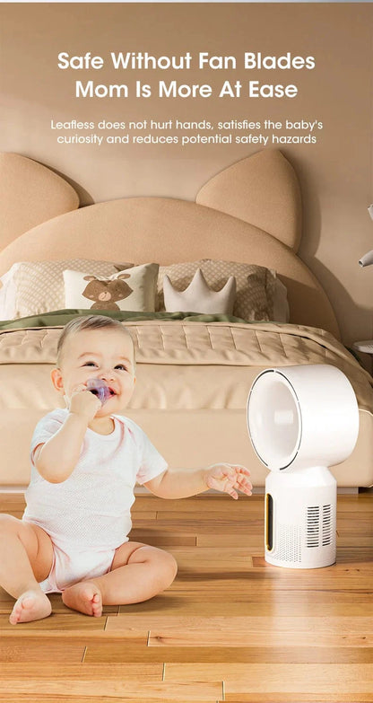 Desktop klingenloser elektrischer Ventilator Tischventilator 5 Geschwindigkeits Turmventilator für Baby Kühler Klimaanlage USB wiederaufladbarer Kühler Ventilator | Brehn
