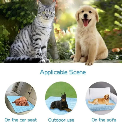 Hundekühlmatte Eis-Seidenstoff Selbstkühlendes Gel Atmungsaktive Waschbare Sommer Haustiermatte für Hunde Katzen Sofa Hundehütte Bett Bequem La | Brehn