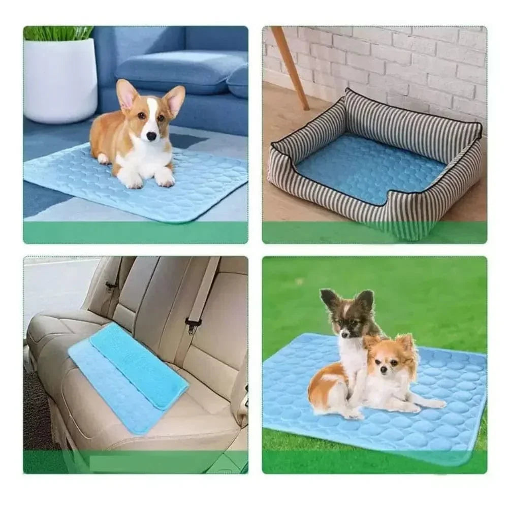Hundekühlmatte Eis-Seidenstoff Selbstkühlendes Gel Atmungsaktive Waschbare Sommer Haustiermatte für Hunde Katzen Sofa Hundehütte Bett Bequem La | Brehn
