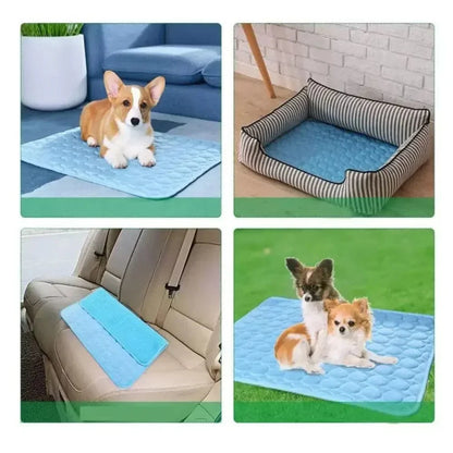 Hundekühlmatte Eis-Seidenstoff Selbstkühlendes Gel Atmungsaktive Waschbare Sommer Haustiermatte für Hunde Katzen Sofa Hundehütte Bett Bequem La | Brehn