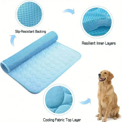 Hundekühlmatte Eis-Seidenstoff Selbstkühlendes Gel Atmungsaktive Waschbare Sommer Haustiermatte für Hunde Katzen Sofa Hundehütte Bett Bequem La | Brehn