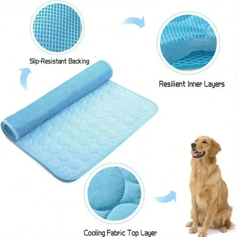 Hundekühlmatte Eis-Seidenstoff Selbstkühlendes Gel Atmungsaktive Waschbare Sommer Haustiermatte für Hunde Katzen Sofa Hundehütte Bett Bequem La | Brehn