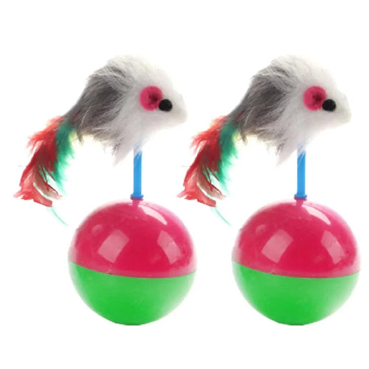 Haustier Katzenspielzeug Haltbar Bunte Feder Mimi Lieblingsfell Maus Tumbler Kätzchen Katzenspielzeug Spielbälle für Fangkatzen Zubehör 2PCS | Brehn