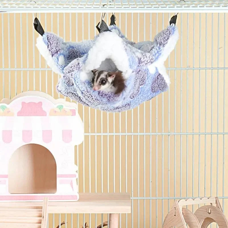 Hamsterhängematte Kleintierhängesitz Doppel Warm Verdickt Honeybug Gleitbeutelmull Meerschweinchenhängematte Haustierkäfigzubehör | Brehn