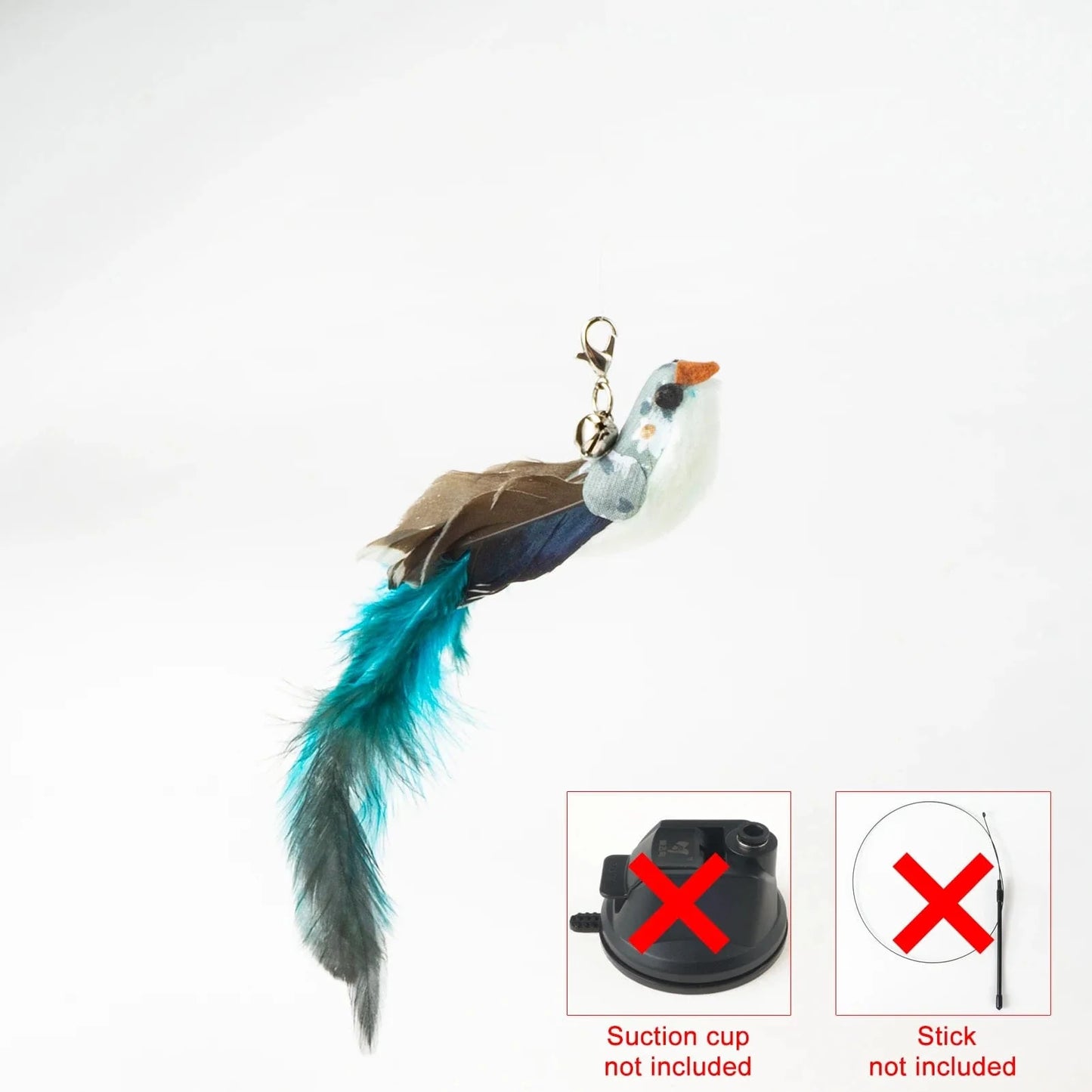 Handfree Bird/Feder Katzenangel mit Glocke Mächtiger Saugnapf Interaktive Spielzeuge für Katzen Kätzchen Jagd Bewegung Haustierprodukte | Brehn