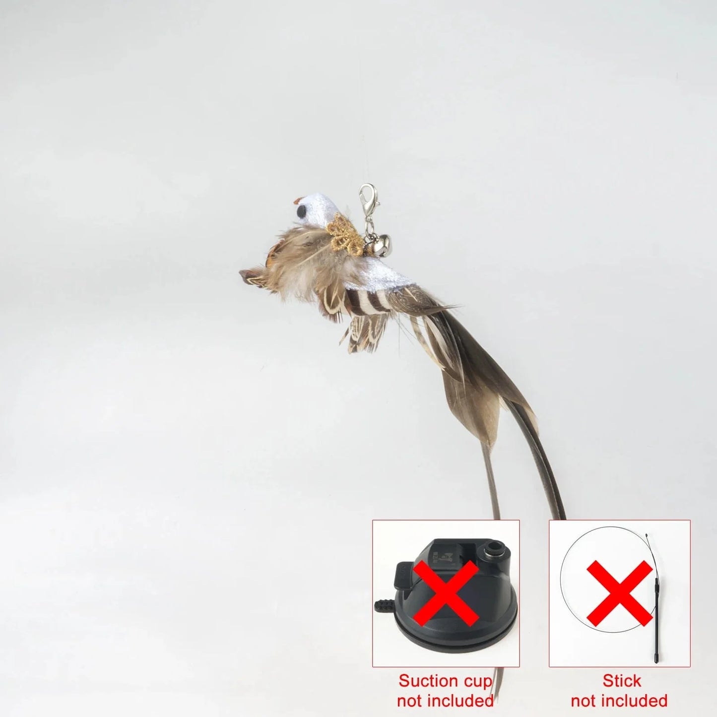 Handfree Bird/Feder Katzenangel mit Glocke Mächtiger Saugnapf Interaktive Spielzeuge für Katzen Kätzchen Jagd Bewegung Haustierprodukte | Brehn