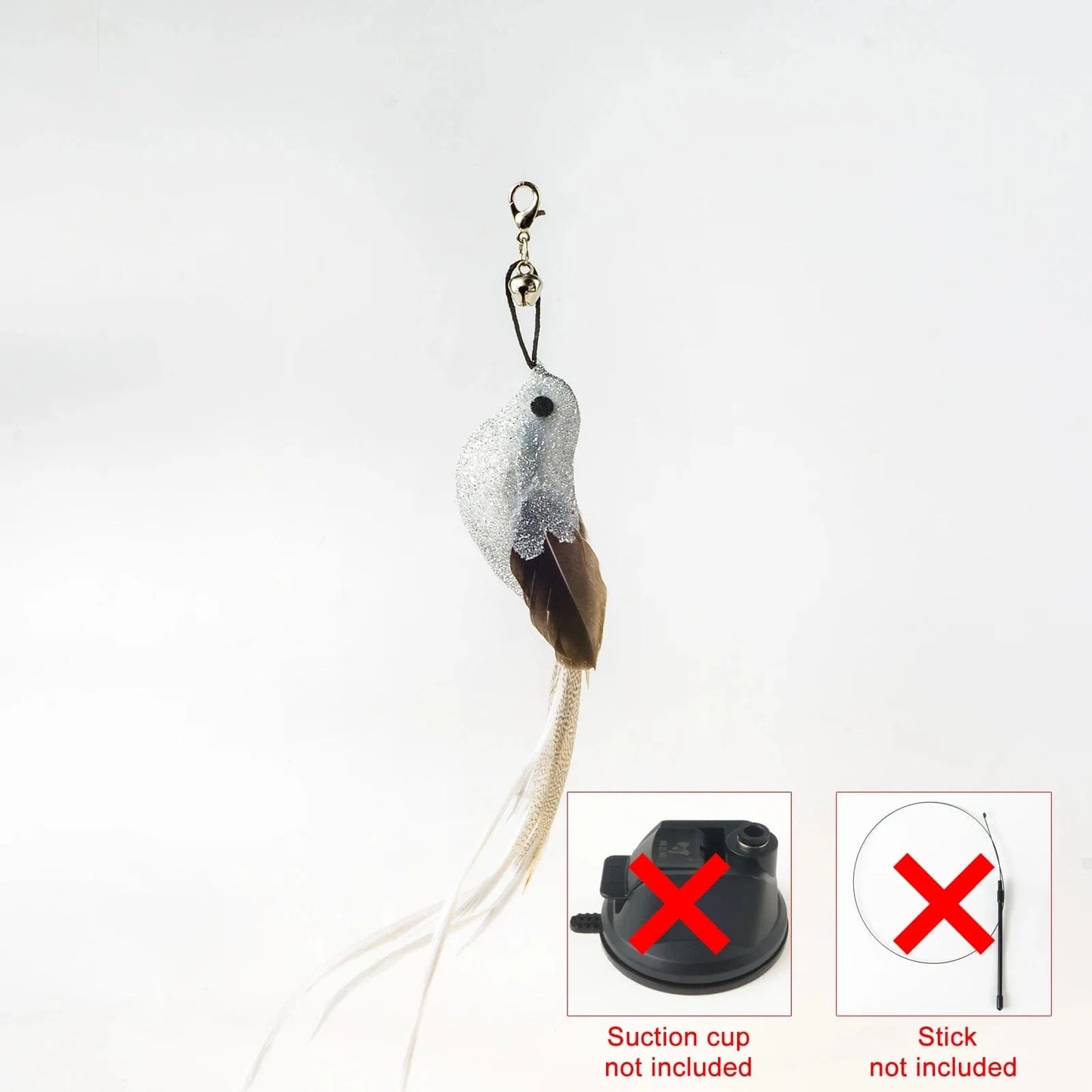 Handfree Bird/Feder Katzenangel mit Glocke Mächtiger Saugnapf Interaktive Spielzeuge für Katzen Kätzchen Jagd Bewegung Haustierprodukte | Brehn