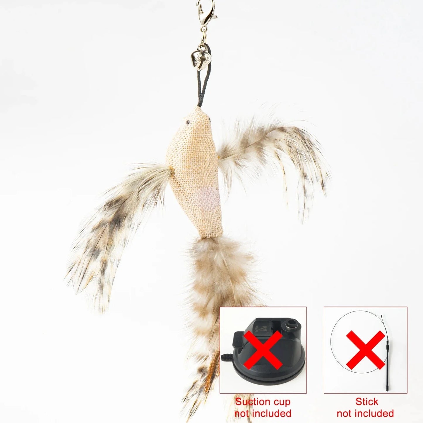 Handfree Bird/Feder Katzenangel mit Glocke Mächtiger Saugnapf Interaktive Spielzeuge für Katzen Kätzchen Jagd Bewegung Haustierprodukte | Brehn
