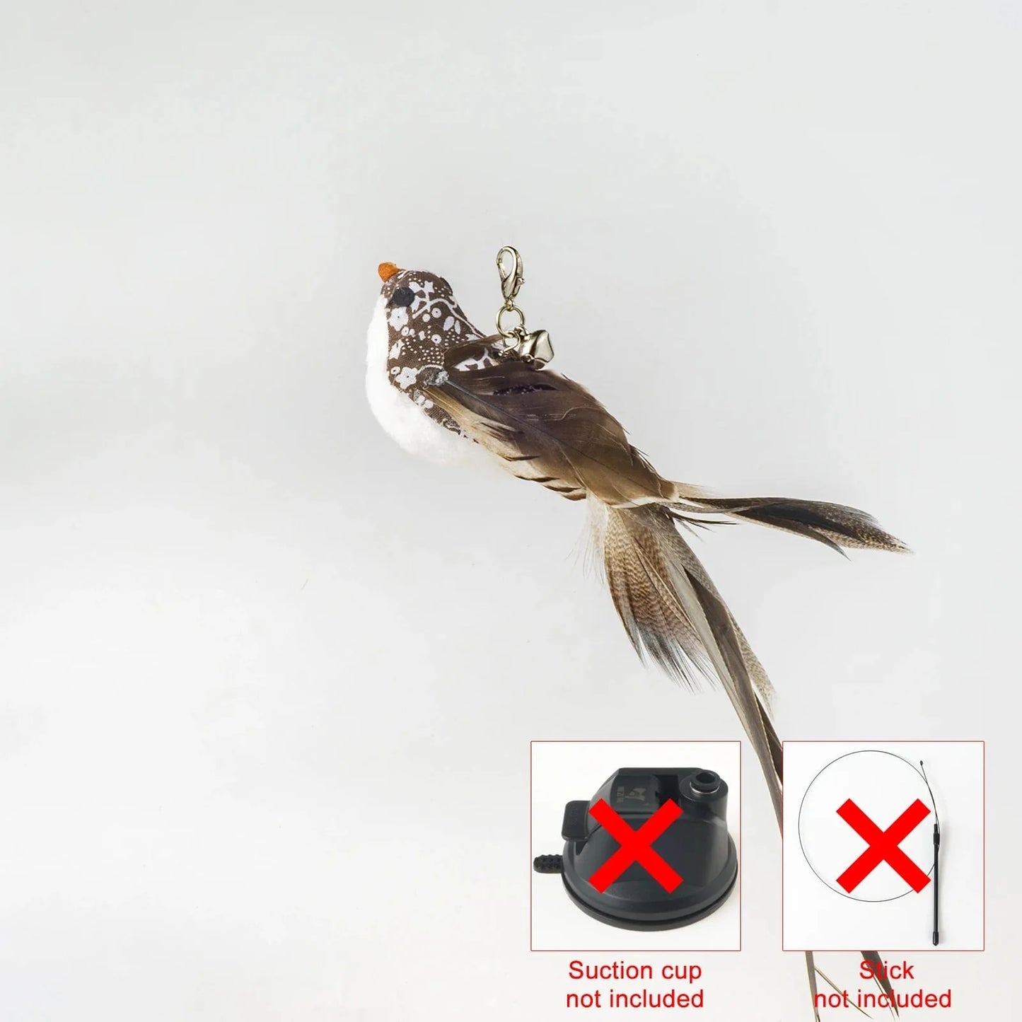 Handfree Bird/Feder Katzenangel mit Glocke Mächtiger Saugnapf Interaktive Spielzeuge für Katzen Kätzchen Jagd Bewegung Haustierprodukte | Brehn
