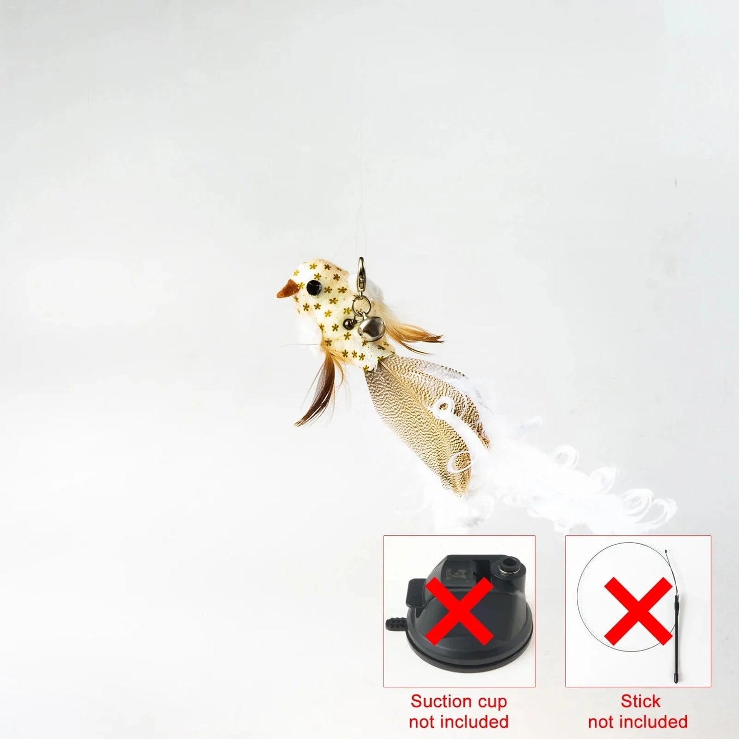 Handfree Bird/Feder Katzenangel mit Glocke Mächtiger Saugnapf Interaktive Spielzeuge für Katzen Kätzchen Jagd Bewegung Haustierprodukte | Brehn