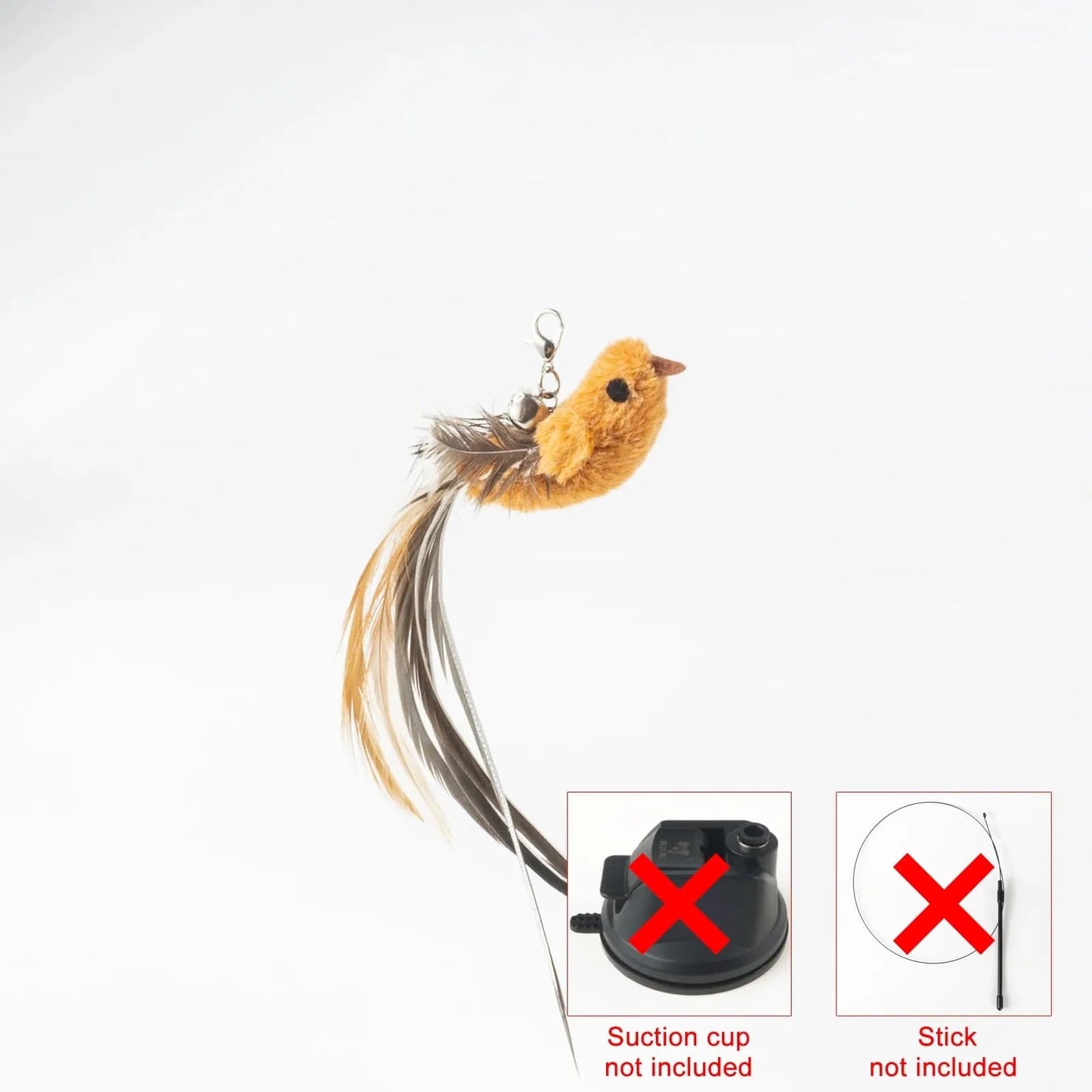 Handfree Bird/Feder Katzenangel mit Glocke Mächtiger Saugnapf Interaktive Spielzeuge für Katzen Kätzchen Jagd Bewegung Haustierprodukte | Brehn