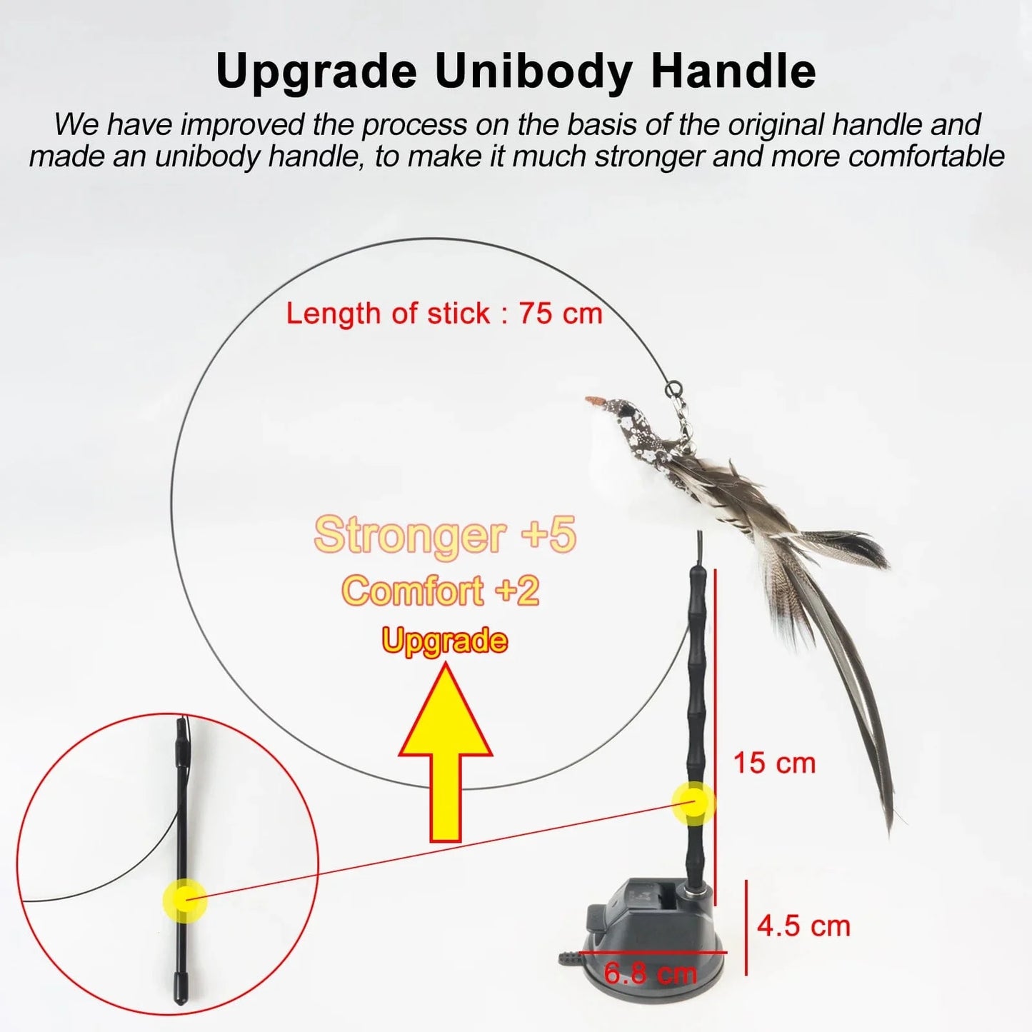 Handfree Bird/Feder Katzenangel mit Glocke Mächtiger Saugnapf Interaktive Spielzeuge für Katzen Kätzchen Jagd Bewegung Haustierprodukte | Brehn