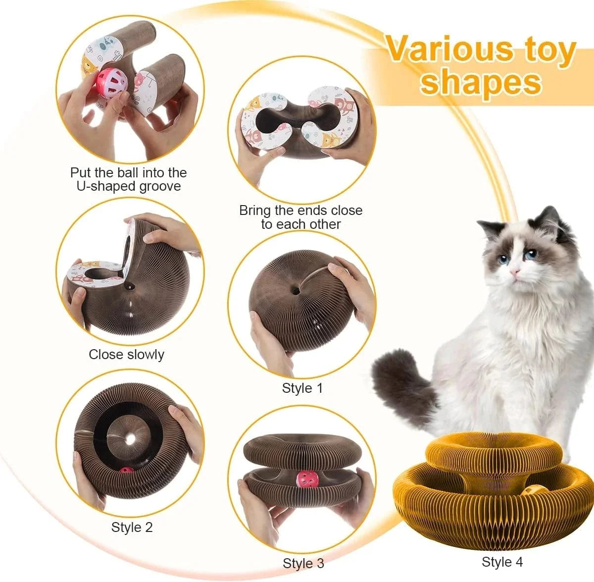 Magic Organ Katzenspielzeug Katzen Kratzbrett Rund Wellpappen Kratzsäule Spielzeug für Katzen Krallen schleifen Katzenzubehör | Brehn