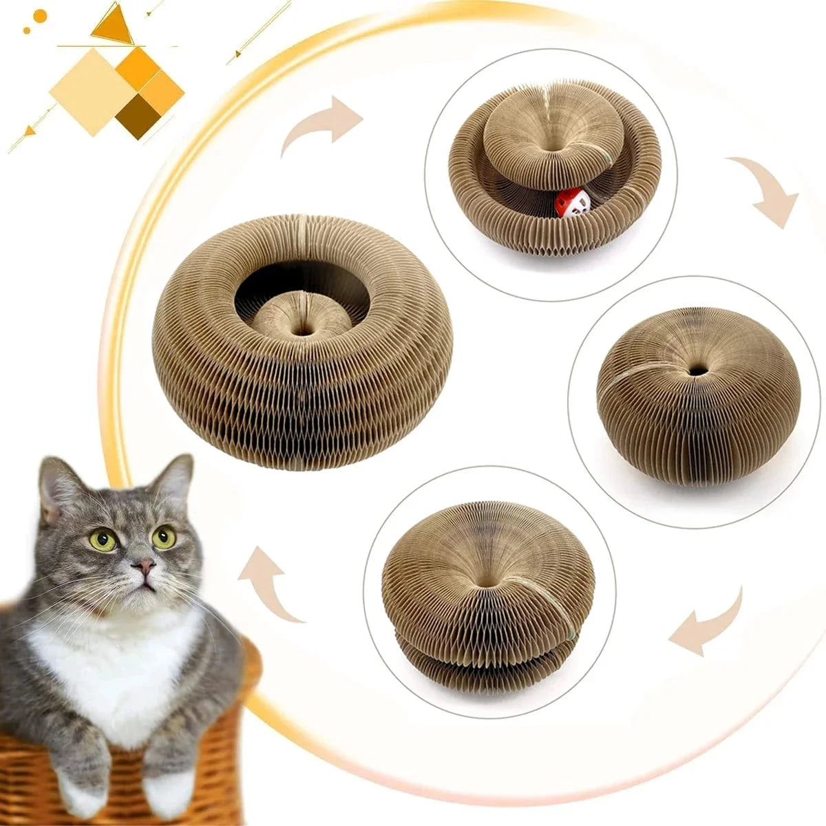 Magic Organ Katzenspielzeug Katzen Kratzbrett Rund Wellpappen Kratzsäule Spielzeug für Katzen Krallen schleifen Katzenzubehör | Brehn