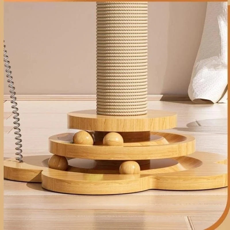 Haustier Katzenspielzeug Massivholz Katzen-Drehteller Lustiger Katzenstock Bälle Langlebige Sisal-Kratzbrett Katzenbedarf Katzen-Schnapp-Säule | Brehn