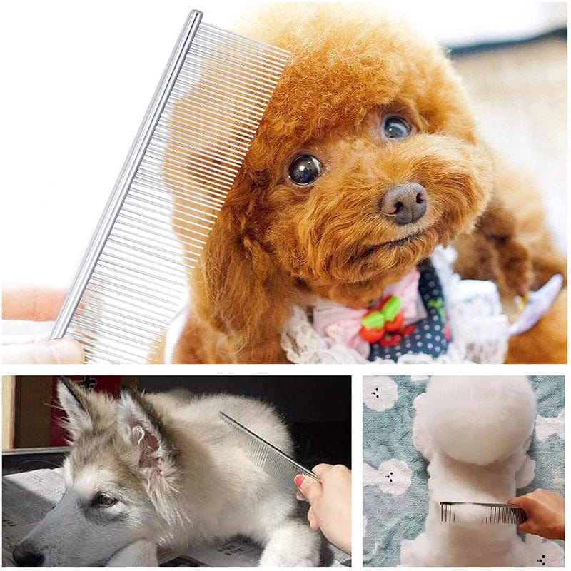 Pet Entfilzungsbürste Edelstahl Haustierpflegebürste für Hunde und Katzen Entfernt sanft lose Unterwolle Flohkamm Pretty&Better | Brehn