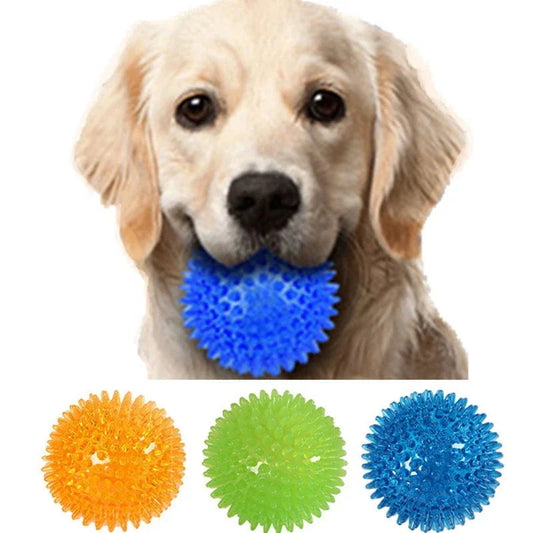 Haustier Hundespielzeug Katze Welpe Geräuschspielzeug Polka Quietschespielzeug Zahnbürstenball TPR Training Haustier Zähne Kauspielzeug Dornbälle Zubehör | Brehn