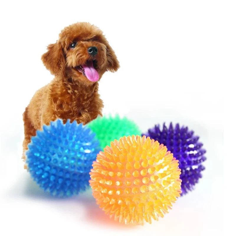 Haustier Hundespielzeug Katze Welpe Geräuschspielzeug Polka Quietschespielzeug Zahnbürstenball TPR Training Haustier Zähne Kauspielzeug Dornbälle Zubehör | Brehn