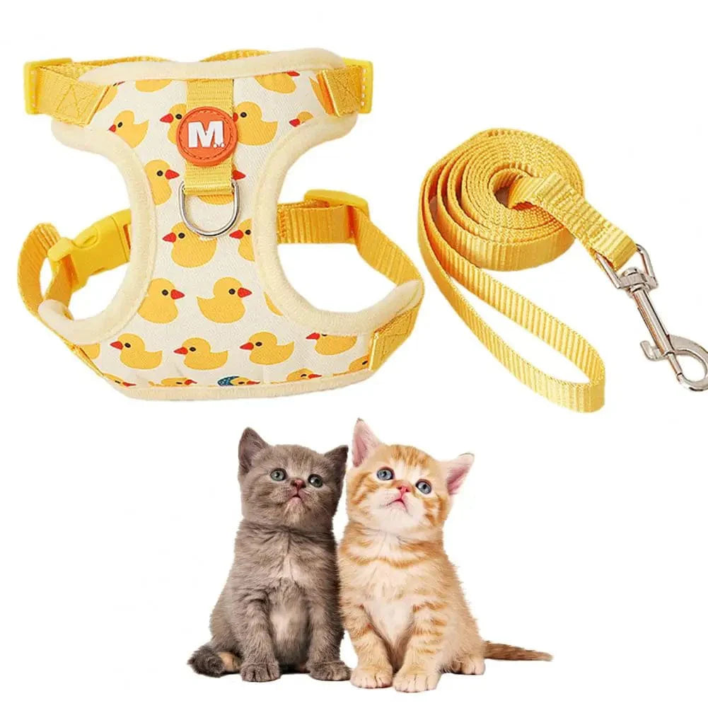 Pet Weste Weste Mit Leine Cartoon Gelbe Ente Walk-in Verstellbarer Schnalle Kleine Hund Welpe Katze Geschirr Haustierbedarf | Brehn