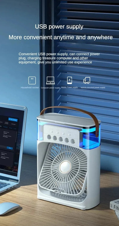 Tragbarer Luftbefeuchter Ventilator Klimaanlage Haushalt Kleiner Luftkühler Hydrokühlung Tragbare Luftanpassung für das Büro 3-Geschwindigkeitsventilator | Brehn