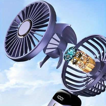 Tragbarer Mini-USB-Ventilator mit LED-Display 5 Geschwindigkeiten 21 Stunden Akkulaufzeit Leiser Betrieb Ideal für Sommerreisen und Haushaltsgebrauch | Brehn