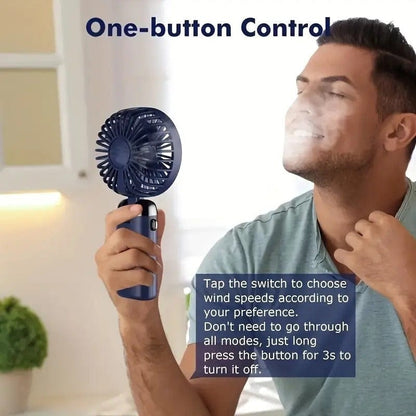 Tragbarer Mini-USB-Ventilator mit LED-Display 5 Geschwindigkeiten 21 Stunden Akkulaufzeit Leiser Betrieb Ideal für Sommerreisen und Haushaltsgebrauch | Brehn