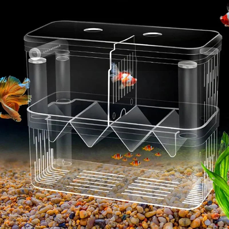 S/L/XL Aquarium-Acryl-Doppel-Deck-Klar-Fisch-Zucht-Isolationsbox Aquarium-Züchter Fisch-Brutkasten-Trenner Garnelen Fisch-Verletzt | Brehn