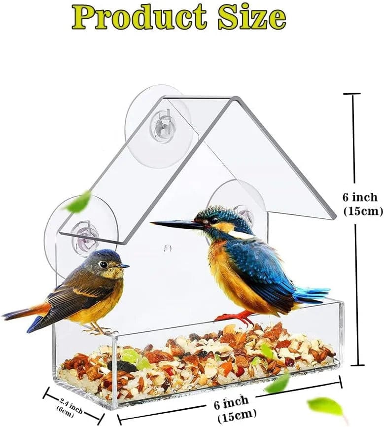 Acrylklarer Glasfenster Vögel hängender Futterspender Vogelhaus Nahrung Fütterung Haus Tisch Saat Erdnuss Saugnapf | Brehn