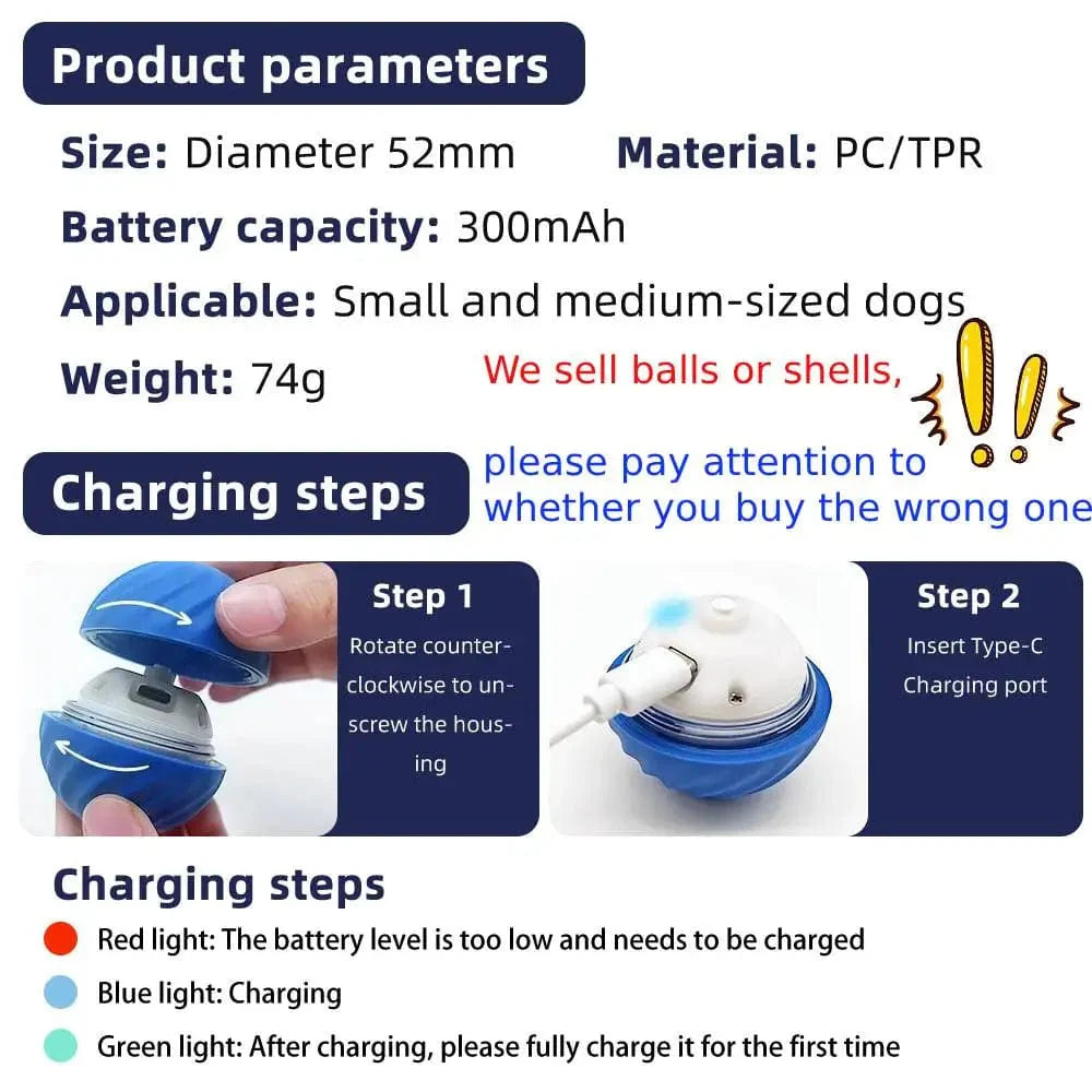 Smart Dog Toy Ball Elektronisches Interaktives Haustier Spielzeug Bewegende Kugel USB Automatisch Bewegend Springend für Welpen Geburtstagsgeschenk Katze Produkt | Brehn