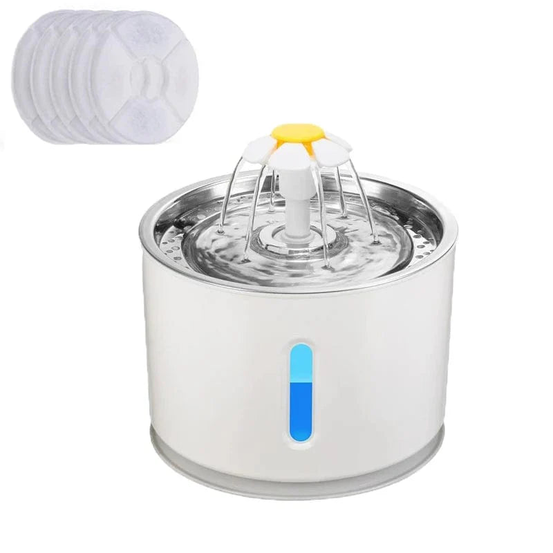 Automatische Haustier-Katzen-Wasserspender mit LED-Beleuchtung 5 Stück Filter 2,4L USB Hunde Katzen Leiser Trinker Futterspender Schüssel Trinkspender | Brehn