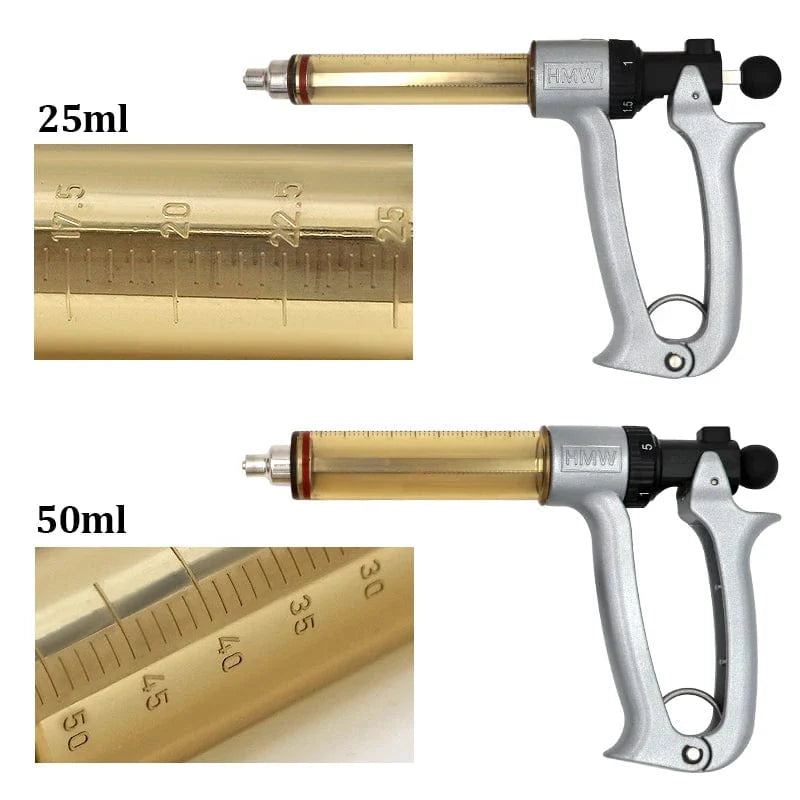 25/50ml Semi-Automatische Veterinär Kontinuierliche Spritze Tierinjektion Verstellbare Impf-Spritze für Nutztiere Rinder Schafe | Brehn
