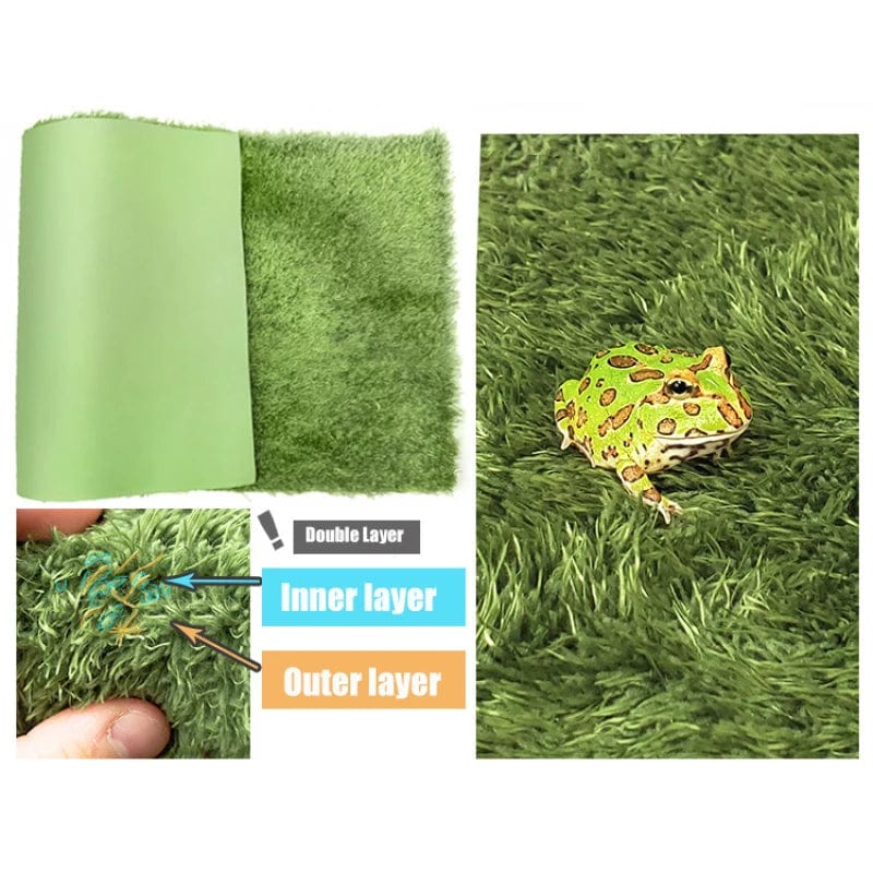 Verdickte doppelschichtige Reptilien Haustier Moos Teppich Polstermaterial Frosch Schildkröte Schlange Eidechse Matten befeuchtender Kunstrasen | Brehn