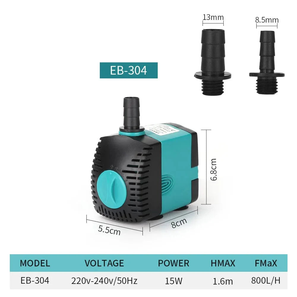 Ultra-Leise 3-60W Unterwasser-Wasserfontänenpumpe Filter Fischteich Aquarium Wasserpumpe Tank Fontaine EU US 220V-240V | Brehn