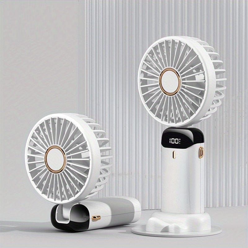 Planet Gates Portable Handheld Mini Fan USB Rechargeable with LED Display 5 Speeds 90° Foldable Battery Operated for Office Bedroom Outdoor Travel Camping Back to School Supplies