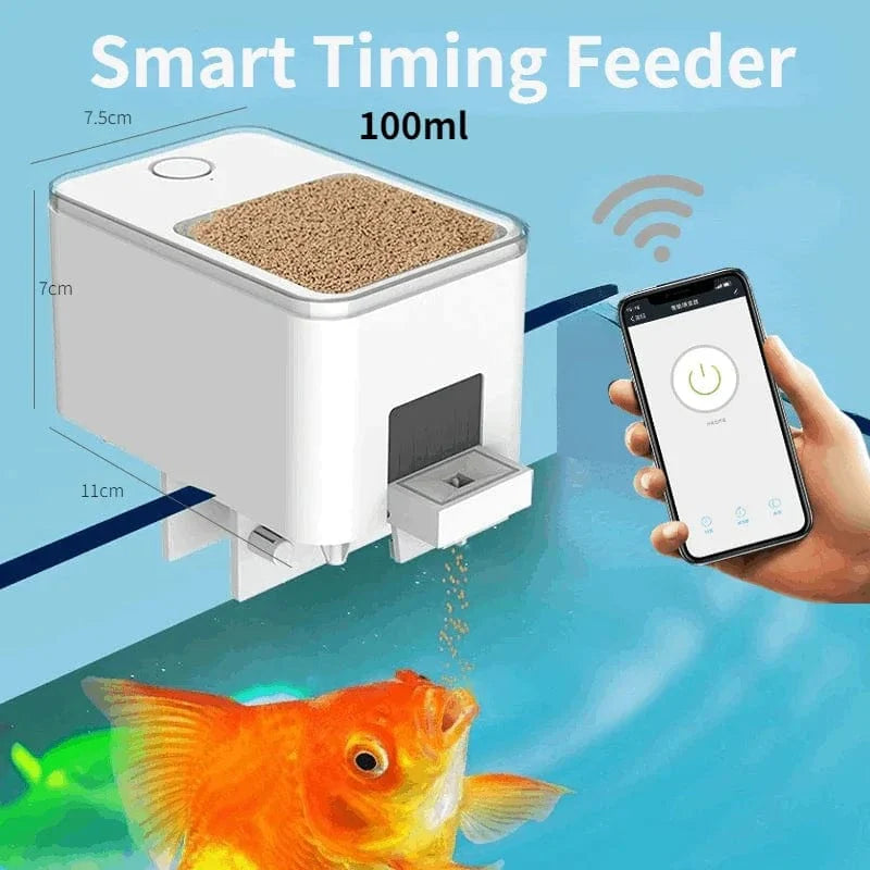Automatischer Aquarium-Fischfutterautomat Timing/Wifi Wireless Smartphone App Intelligente Lautsprecher Sprachfernbedienung Fischfütterung | Brehn