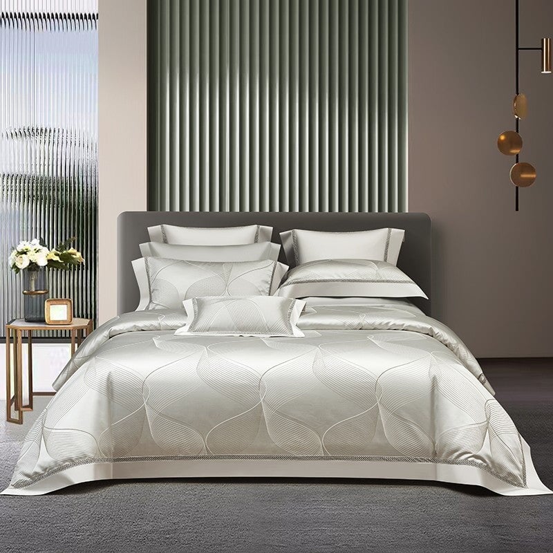 Platin Luxus Bettbezug Set – 1000 TC Baumwolle mit Seidigem Satin-Finish | Brehn