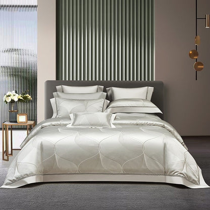 Platin Luxus Bettbezug Set – 1000 TC Baumwolle mit Seidigem Satin-Finish | Brehn