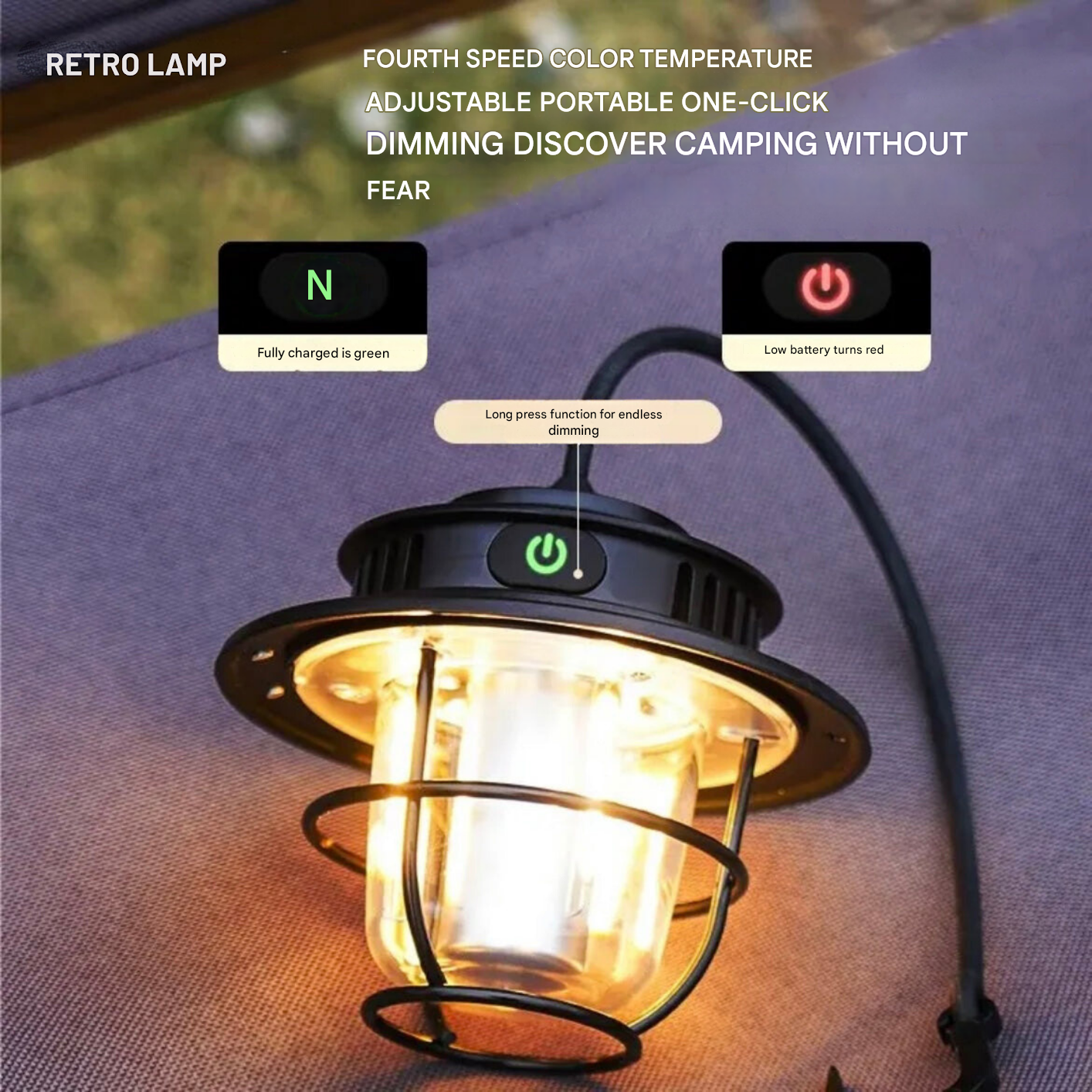 Brehn | Tragbare LED Campinglampe - VintaGlow
