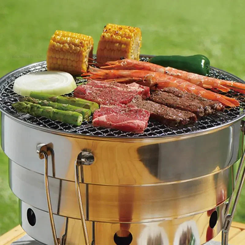 Portabler Outdoor BBQ Grill Edelstahl Feuerstelle Holzkohlegrill Brenner | Brehn