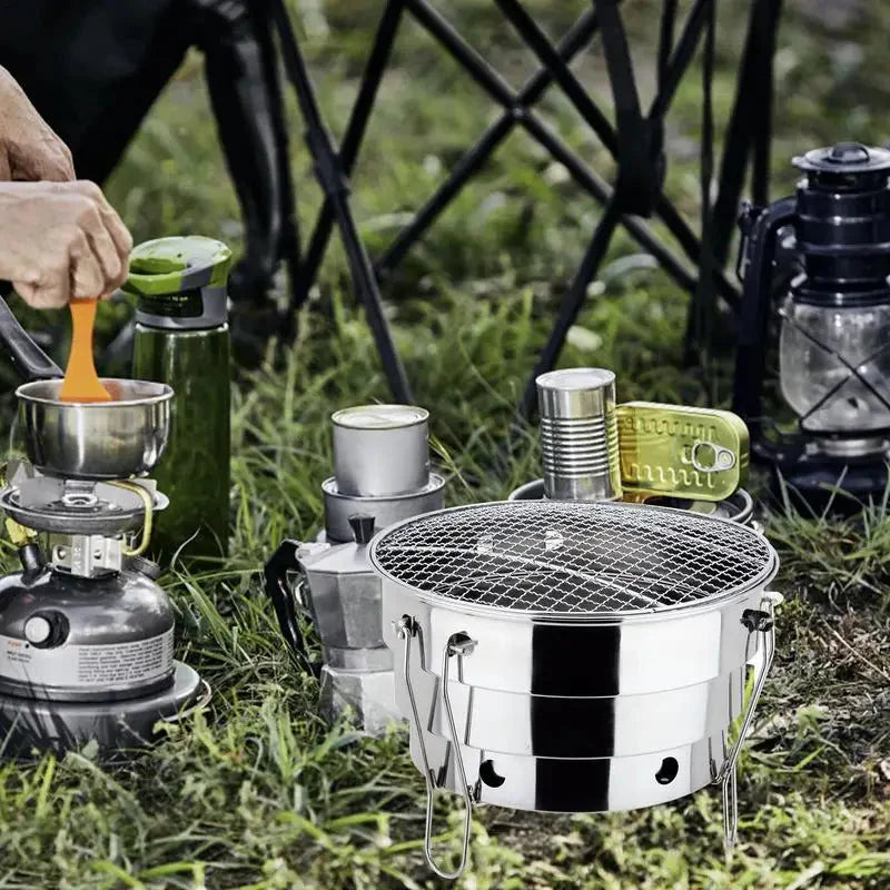 Portabler Outdoor BBQ Grill Edelstahl Feuerstelle Holzkohlegrill Brenner | Brehn
