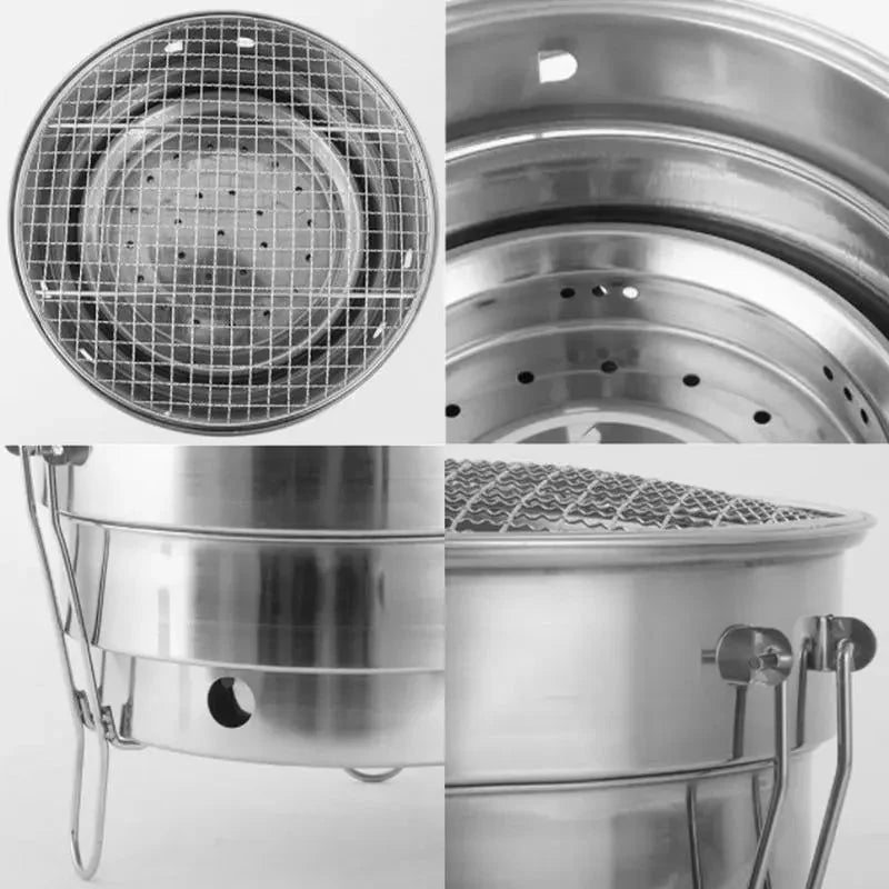 Portabler Outdoor BBQ Grill Edelstahl Feuerstelle Holzkohlegrill Brenner | Brehn