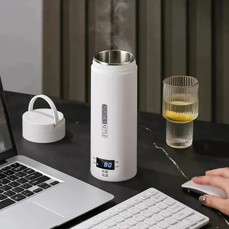 Tragbarer elektrischer Wasserkocher aus Edelstahl mit Thermo-Becher | Brehn