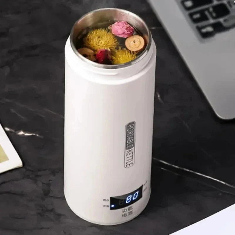 Tragbarer elektrischer Wasserkocher aus Edelstahl mit Thermo-Becher | Brehn