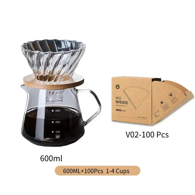 Pour Over Kaffeezubereiter Set Glas Karaffe Kaffee mit Glas Kaffeefilter | Brehn