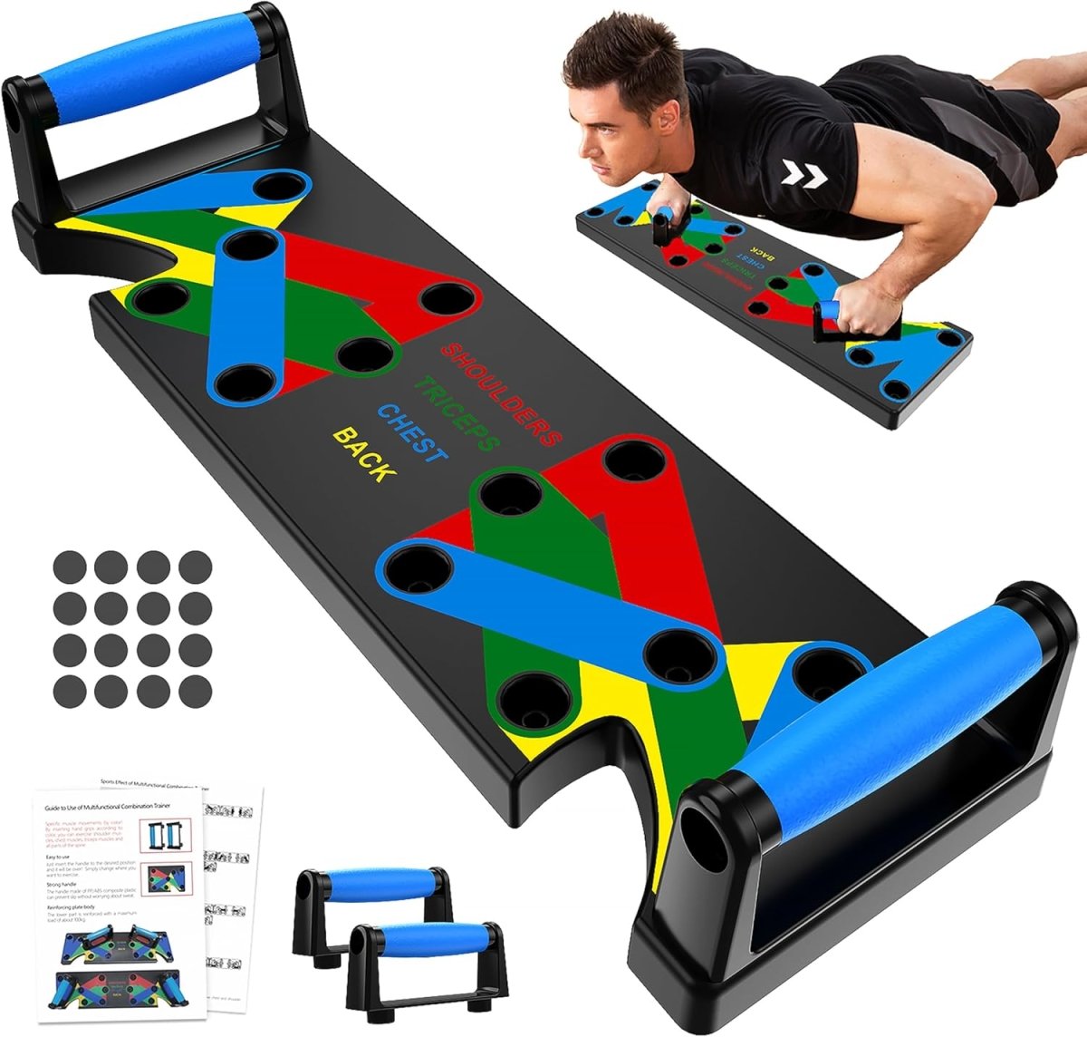 Powerflex Liegestütz-Trainingsbrett – Farbcodiertes Brust-, Schulter- und Trizepstraining – Robustes und tragbares Design – Für alle Fitnesslevel geeignet
